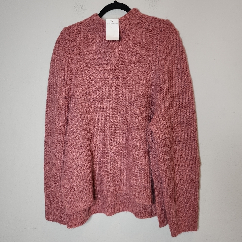 NWT Nordstrom Leith Pink Mauve Knit chunky Sweater. Mock neck.  Size 2X